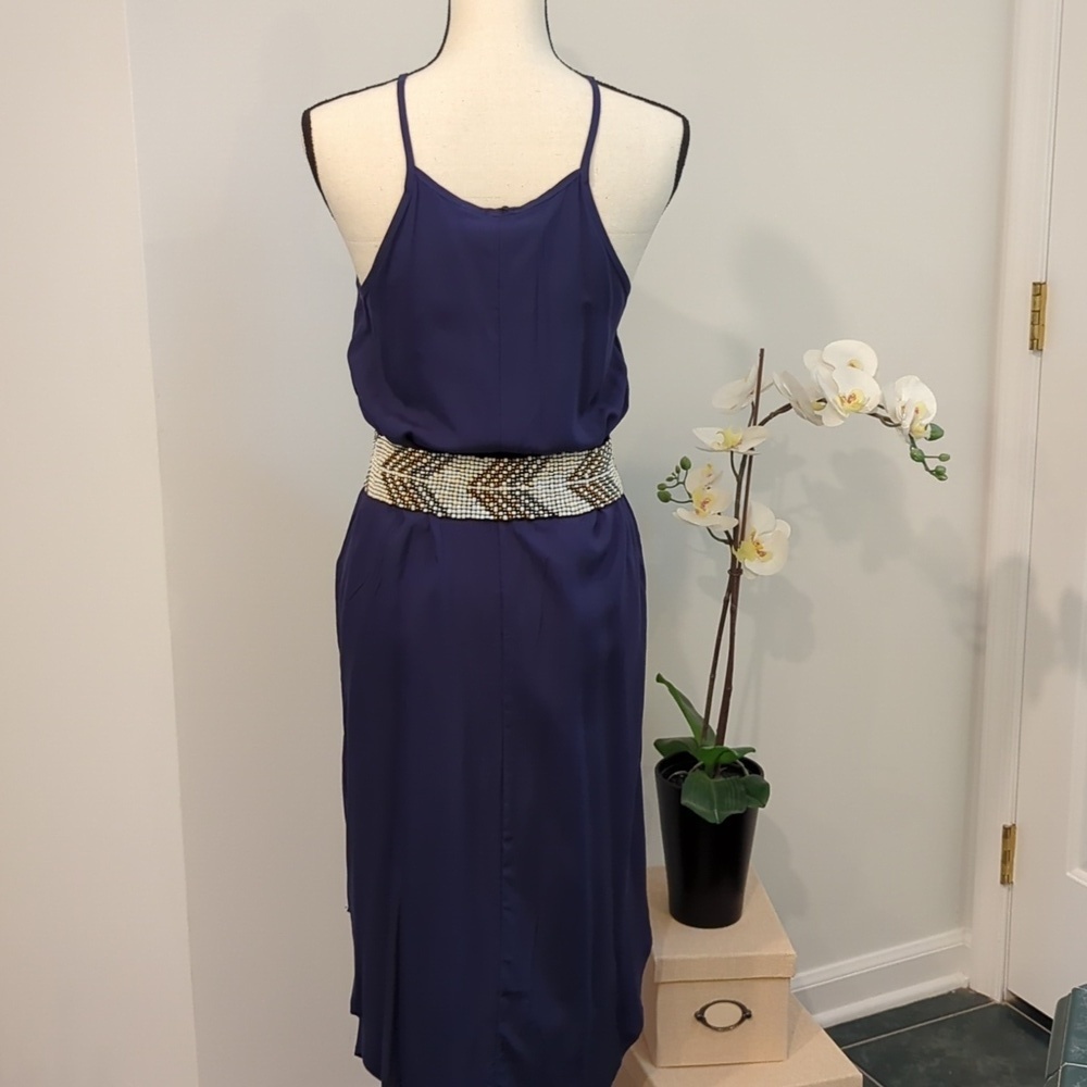 NWT - Blue Women's Cami Maxi Dress Sleeveless V Neck Solid Dress - Picture 5 of 13
